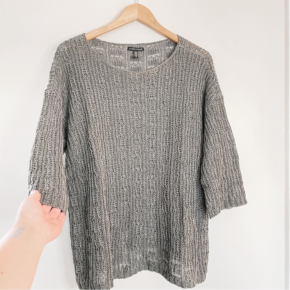 Eileen Fisher | Loose Knit Olive Green Sweater